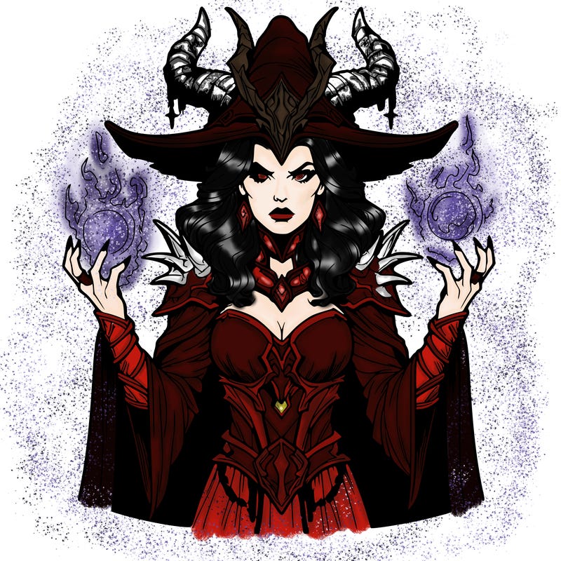 realistic evil sorceress fantasy chaos