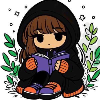girl in oversized hoodie reading a book