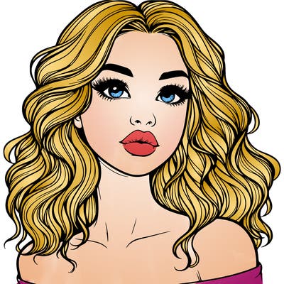 realistic girl with wavy hair and lips