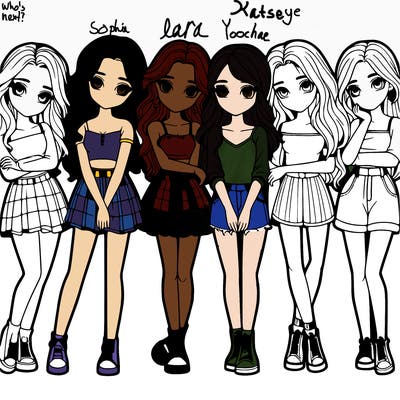 a group of girls realistic