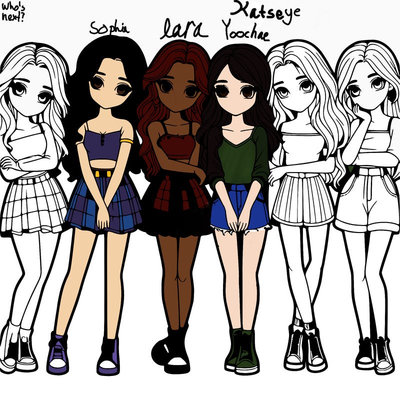 a group of girls realistic