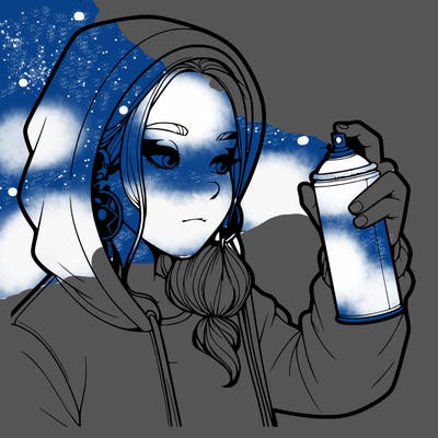 a realistic girl, spray painting