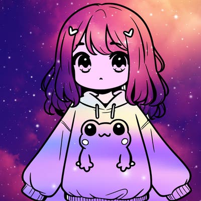 girl wearing frogging sweatshirt