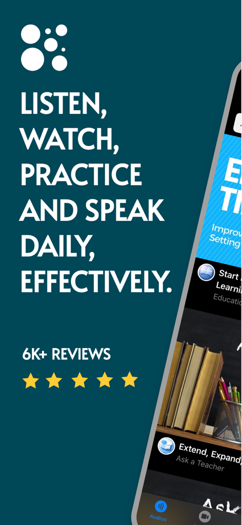 VOA Special English Listening - VOA Special English app promotion highlighting listening and speaking features with high user ratings