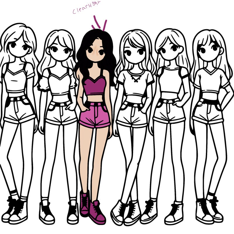 a group of girls wearing crop tops and shorts