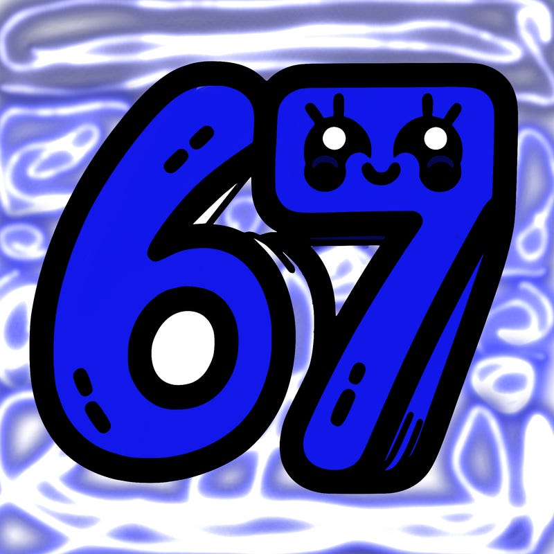 the numbers 67