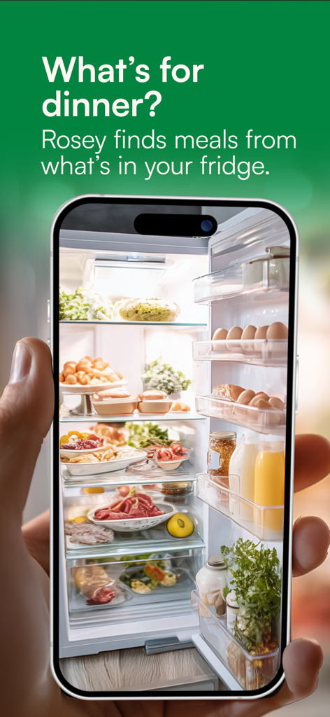 Rosey – Easy Dinner Ideas - Rosey app finds meal ideas by scanning ingredients in your fridge