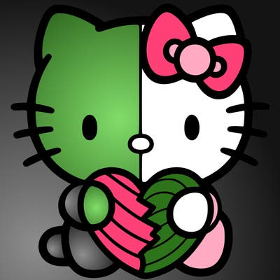 hello kitty holding a heart easy to draw with a split