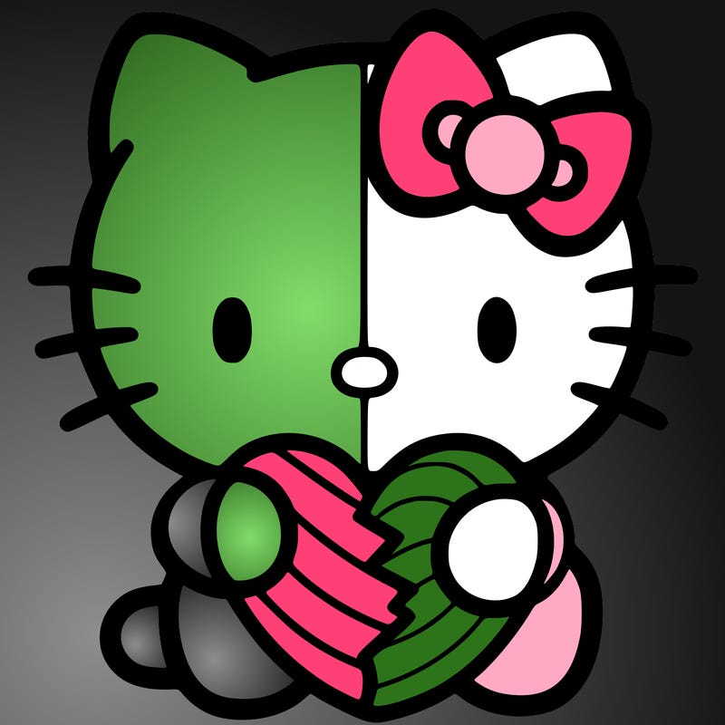hello kitty holding a heart easy to draw with a split