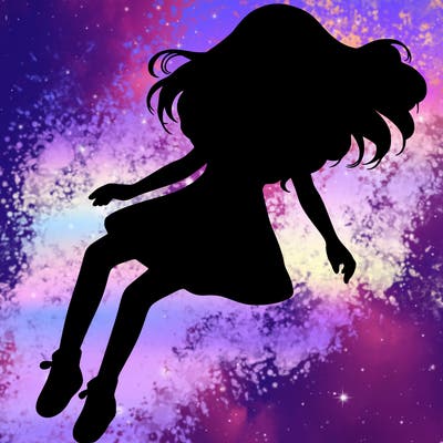 realistic girl floating