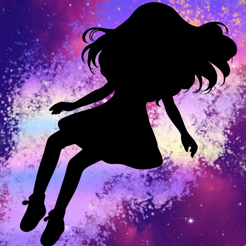 realistic girl floating