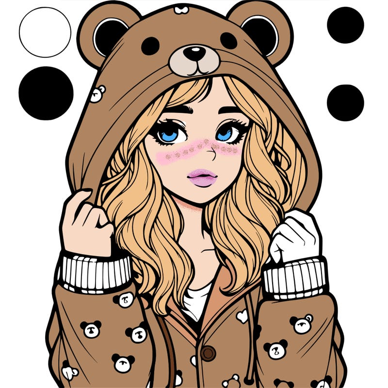 realistic girl in a animal pjs hoodie
