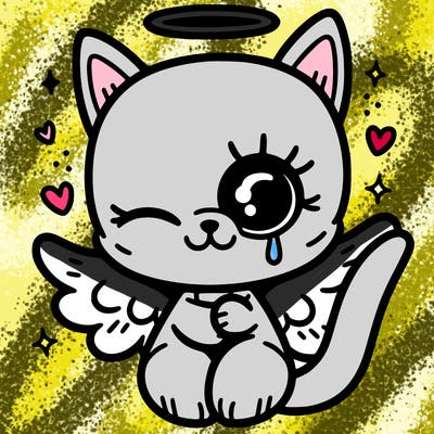 angel cat with 1 eye