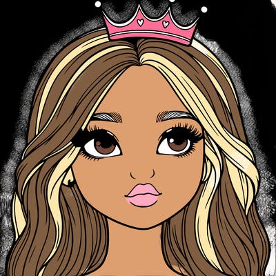 a realistic girl with a crown on