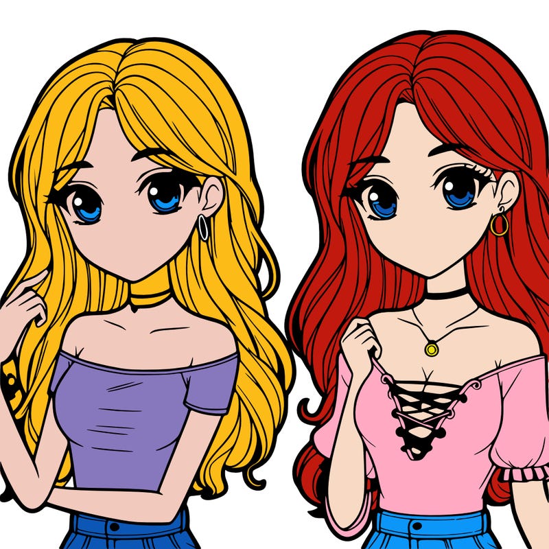 split two girls realistic pretty