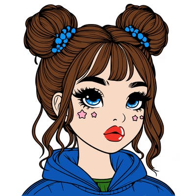 realistic girl with space buns