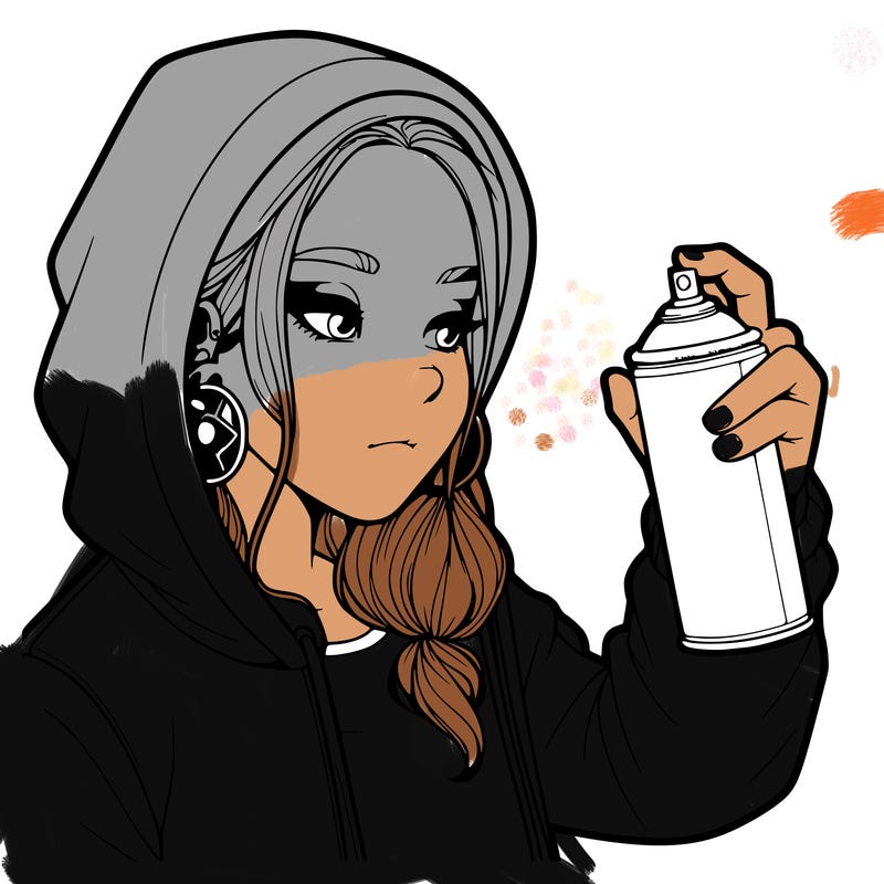 a realistic girl, spray painting