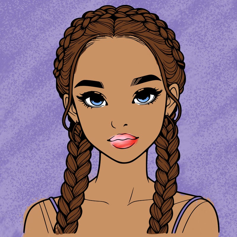 realistic girl with braids