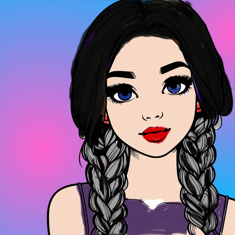 realistic girl with braids