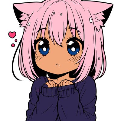 shy anime catgirl