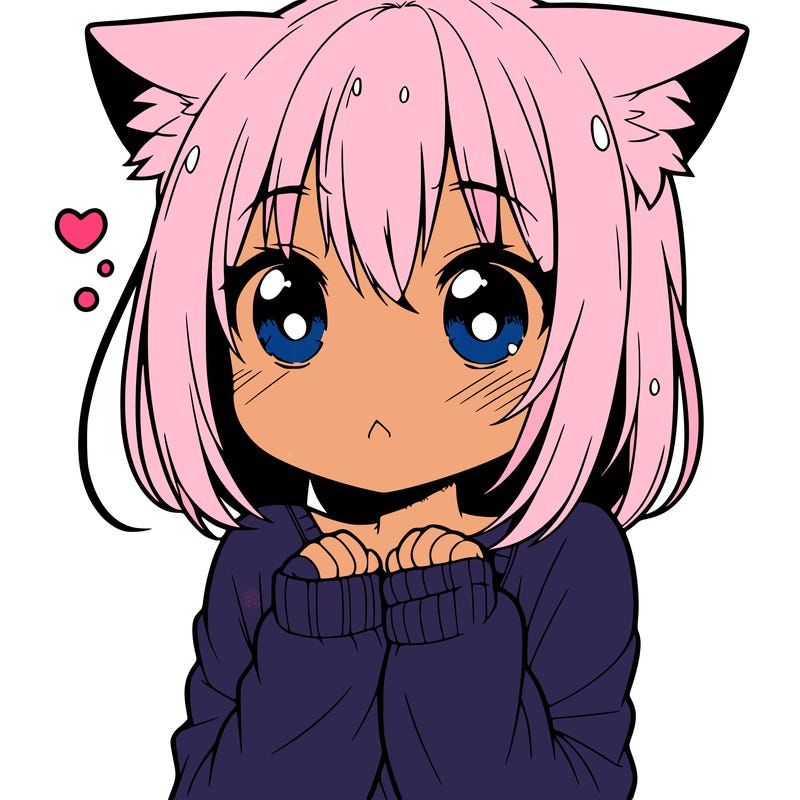 shy anime catgirl