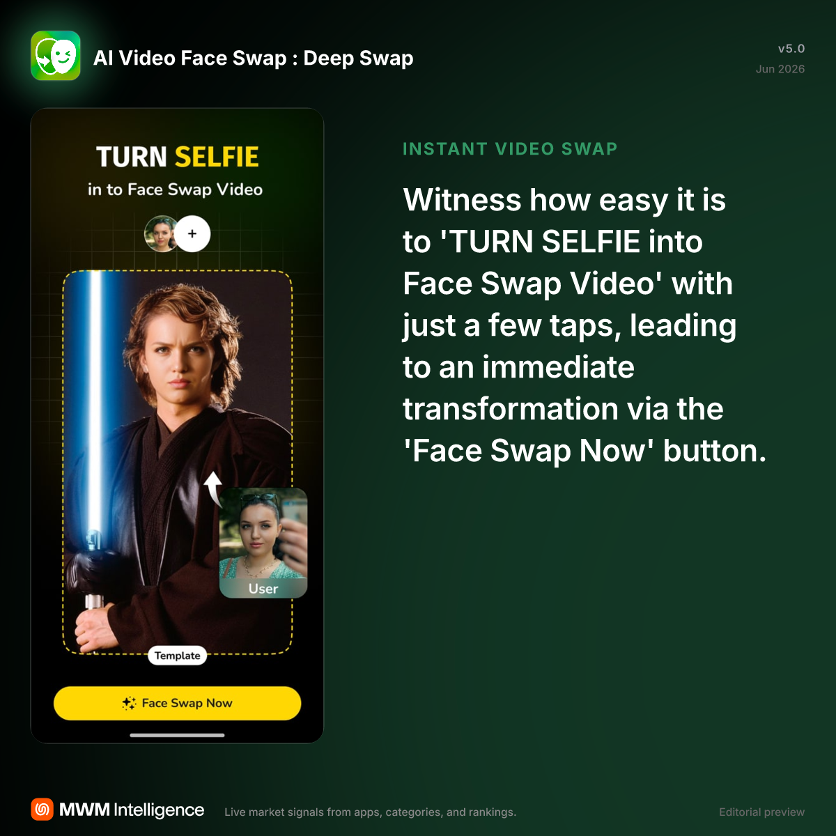 AI Video Face Swap : Deep Swap - Photo & Video App | MWM