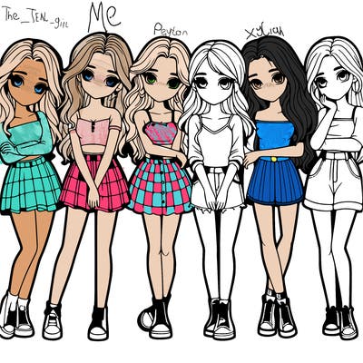 a group of girls realistic