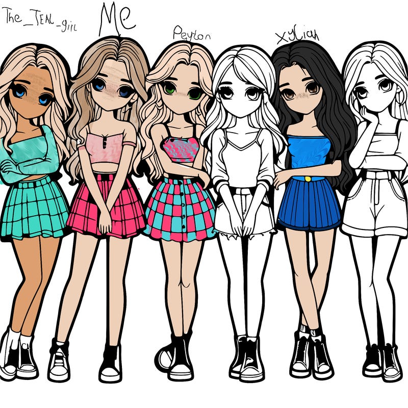 a group of girls realistic