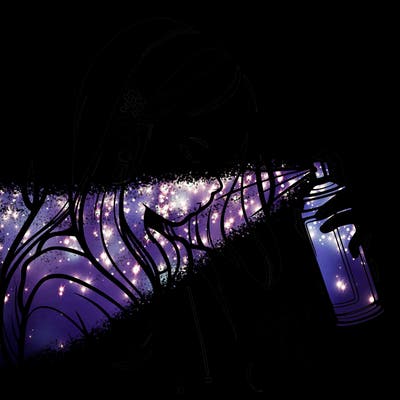 a realistic girl spray painting