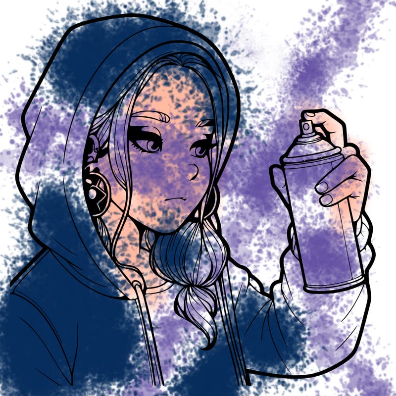 a realistic girl, spray painting