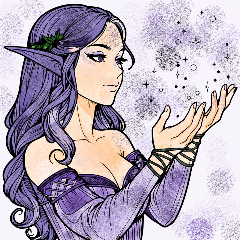 realistic elf girl doing magic