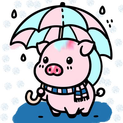 cute pig with a small umbrella