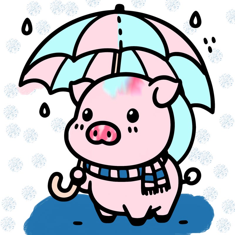 cute pig with a small umbrella