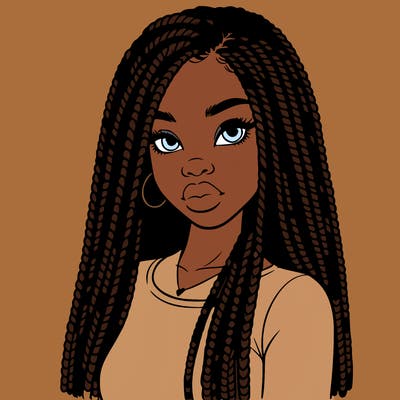 a realistic black girl with braids
