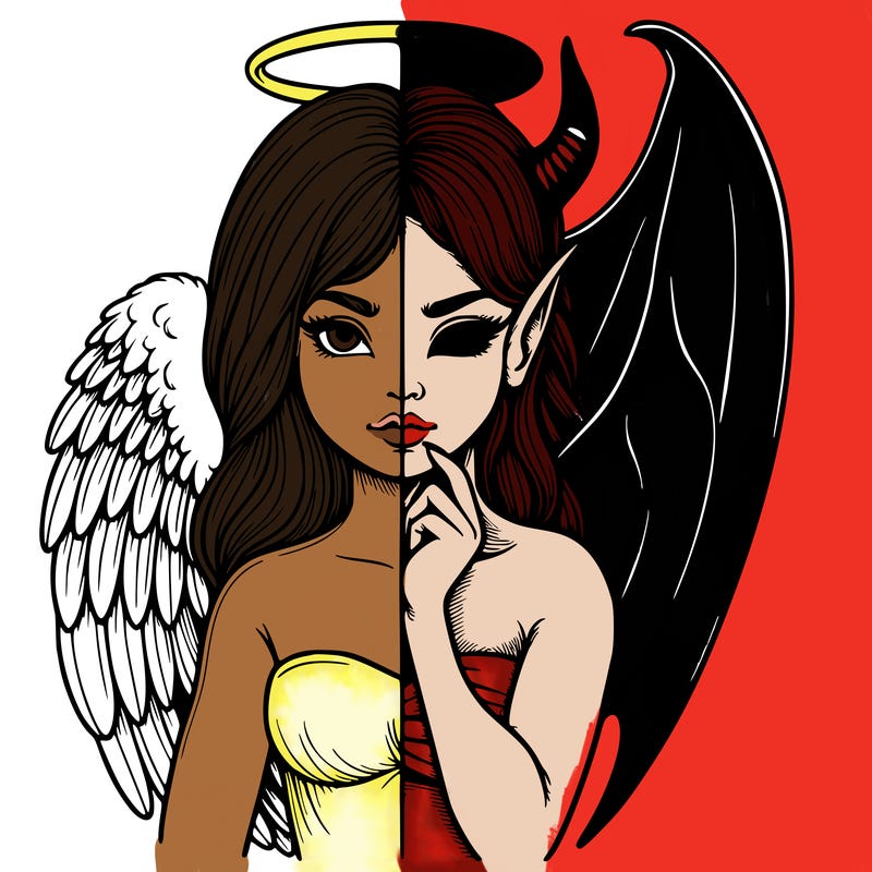 realistic angel half demon