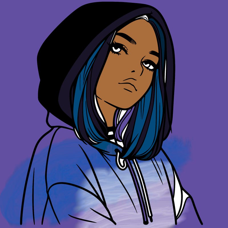 a realistic girl in a hoodie