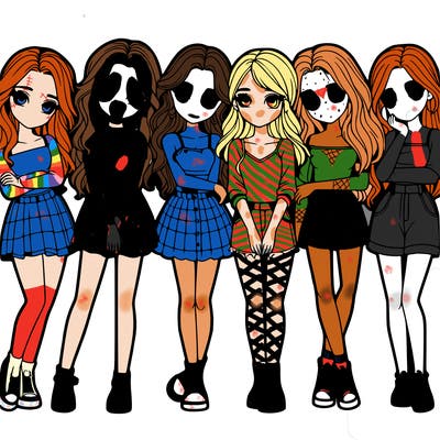 a group of girls realistic