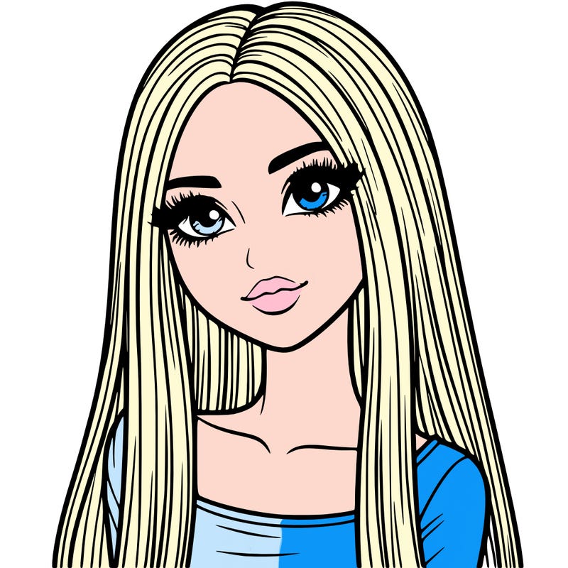 realistic girl with straight and long hair