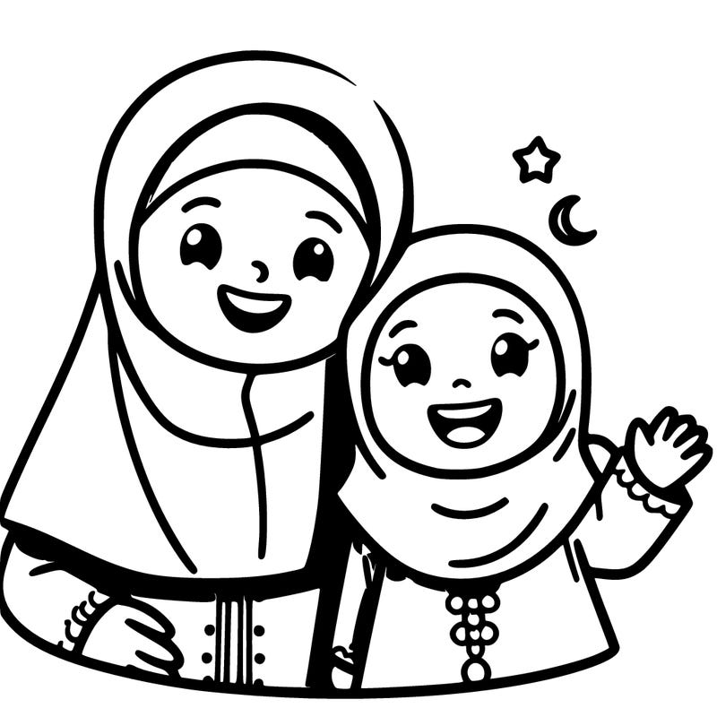 happy daughter and mum muslim