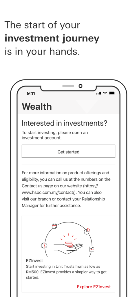HSBC Malaysia - HSBC Malaysia mobile app wealth management and investment dashboard