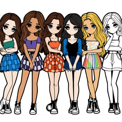 a group of girls realistic