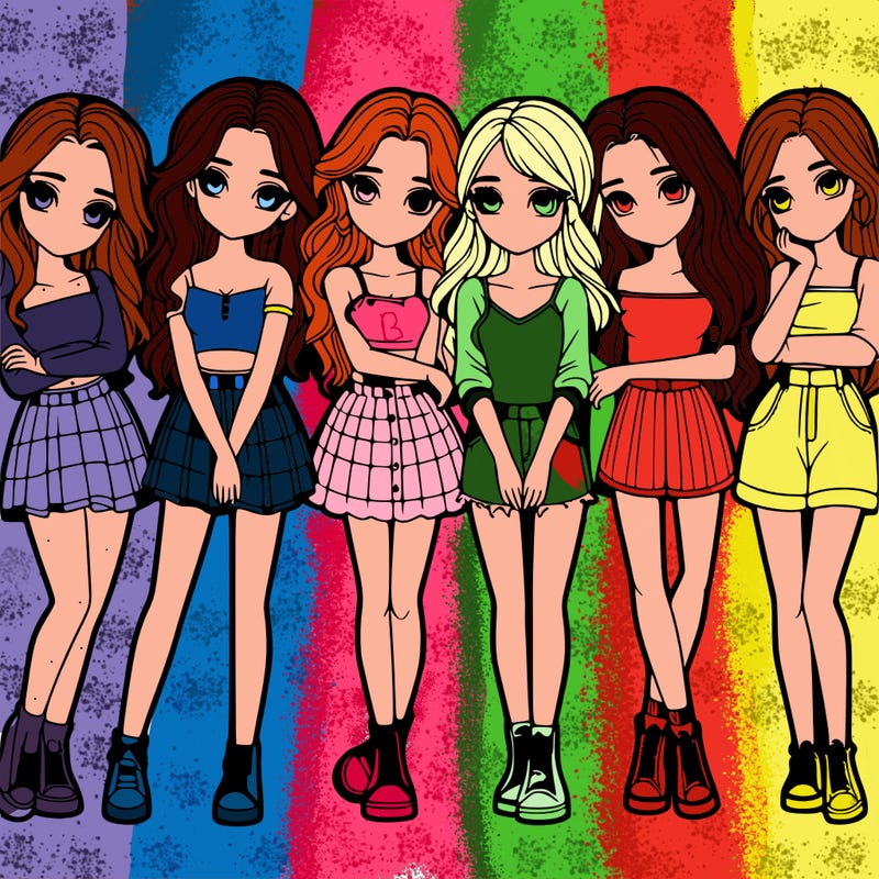 a group of girls realistic