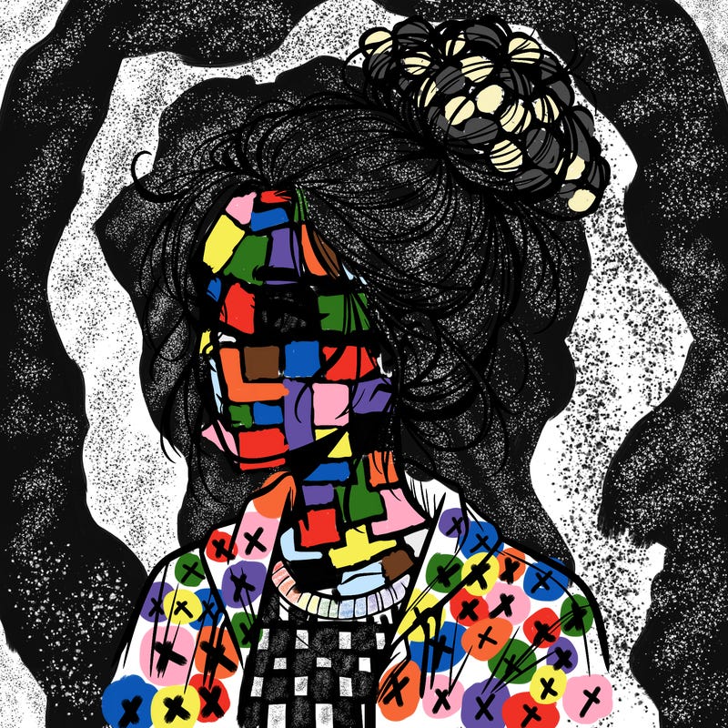 realistic teenage girl with a messy bun