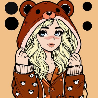 realistic girl in a animal pjs hoodie