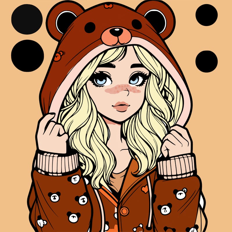 realistic girl in a animal pjs hoodie