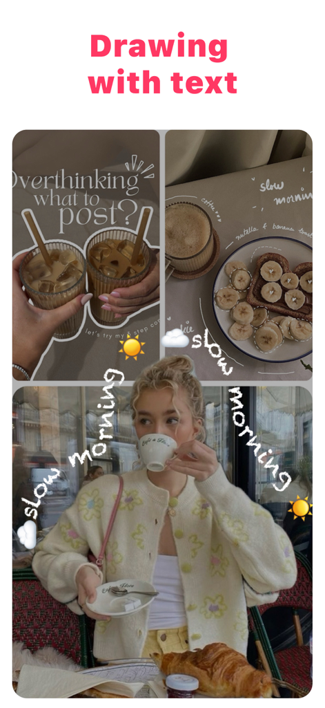 Photo Collage Maker: Collagify - Collage de fotos estético con superposiciones de texto creativas escritas a mano y pegatinas usando la aplicación Collagify.