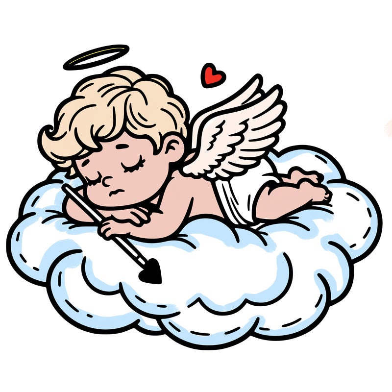 cupid asleep on a cloud