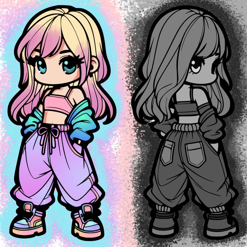 girl in crop top and baggy pants