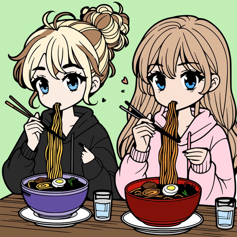 girls eating ramen
