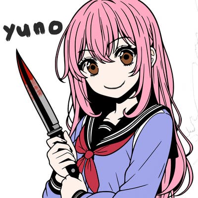anime girl holding knife